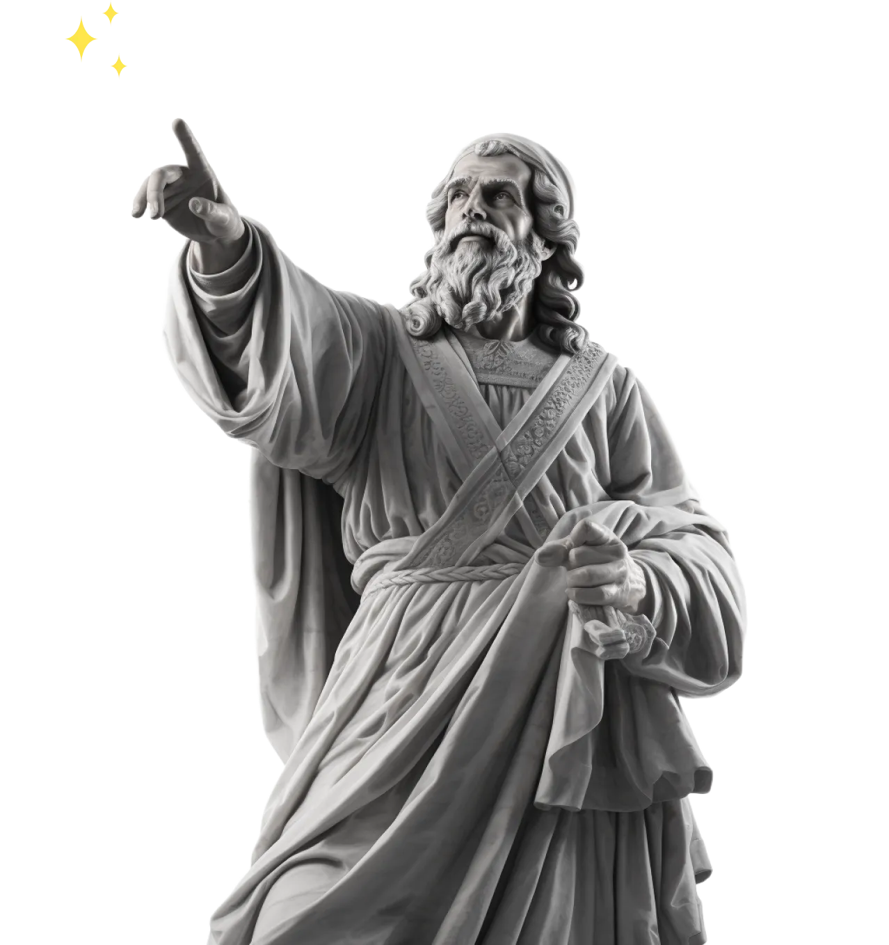 Marble Statue Pointing on a Project