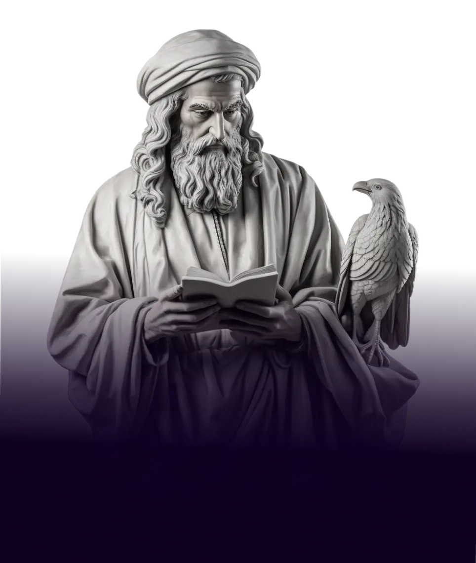Marble Statue Holding a Book with Bird